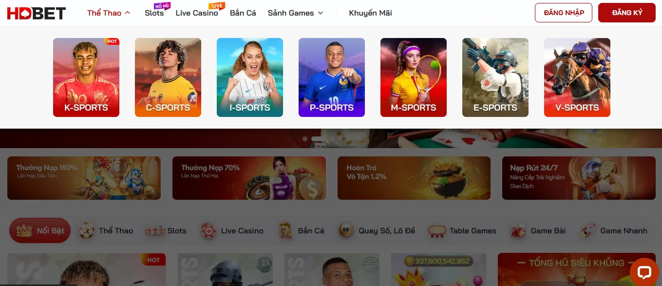 Tại trang chủ, chọn Thể Thao >> iSports để vào sảnh cá cược